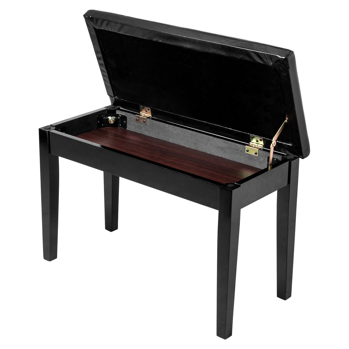 Bonnlo Wooden Double/Duet Piano Bench with Music Book Storage and Thick Cushion Faux Leather Padded Piano Stool Artist Duet Seat
