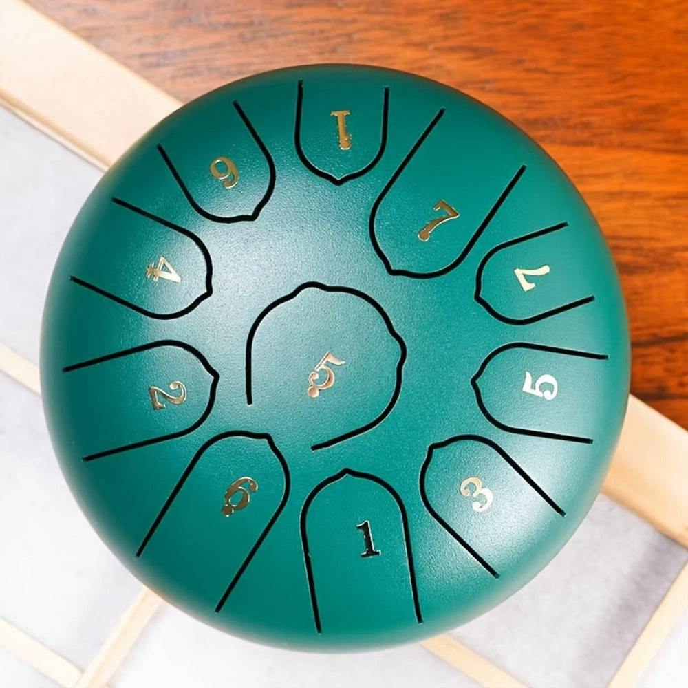 Steel Tongue Drum, 6-Inch 11-Tone Set with Tote, Mallets and Finger Cots