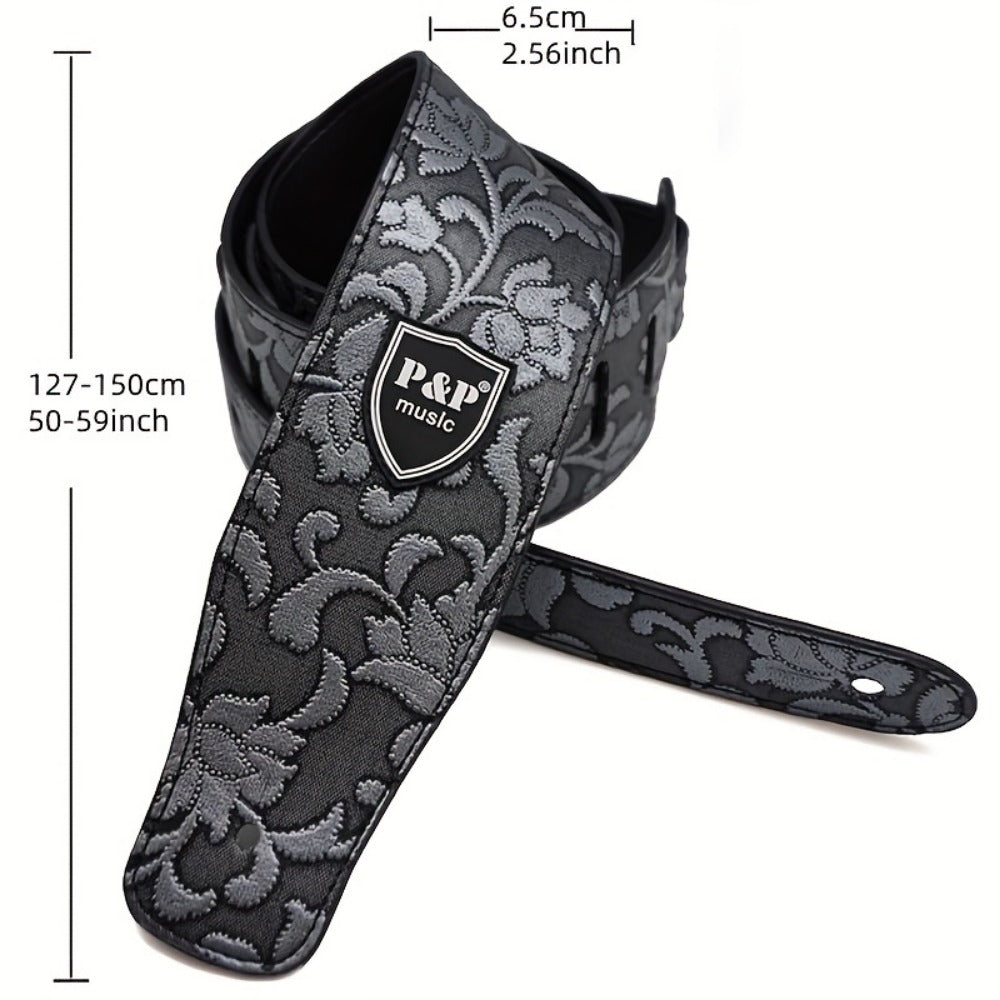 Adjustable Guitar Strap, Silvery, Adjustable, Genuine, Leather, Compatible for Supporting