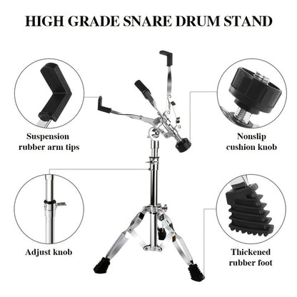 Adjustable Snare Drum Stand Set for 10 to 14-Inch Drums and Practice Pads