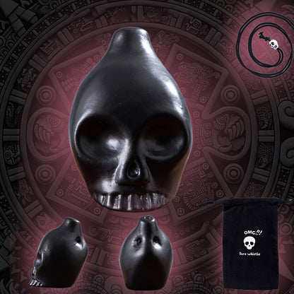 Ceramic Aztec Death Whistle, Handcrafted Skull Sound Effect Collectible