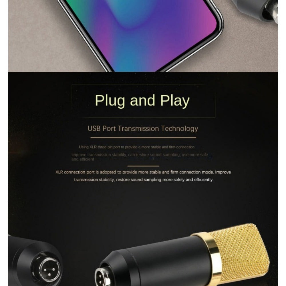 USB Audio Interface, 5Mm, USB, Adjustable, Condenser, Microphone for Recording