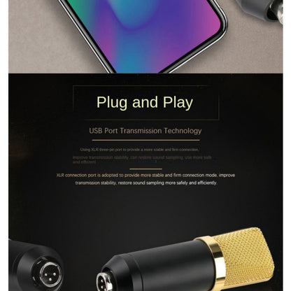 USB Audio Interface, 5Mm, USB, Adjustable, Condenser, Microphone for Recording