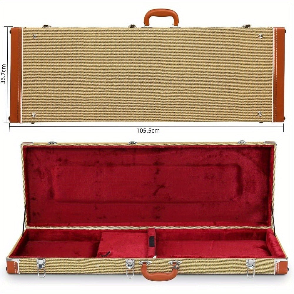 Guitar Case, Portable, Yellow, Square, PVC for Storage and Travel