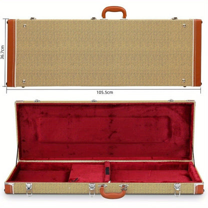 Guitar Case, Portable, Yellow, Square, PVC for Storage and Travel