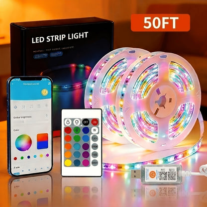 Smart LED Light Strip, 50/100-Foot RGB Set with App, Timer and Music Sync