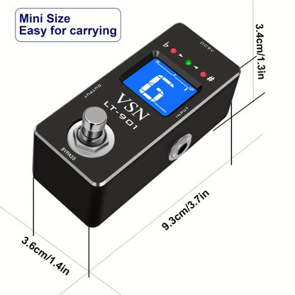 Chromatic Instrument Tuner, Tuner Pedal, True Bypass, Pedal for Guitar and Bass Tuning