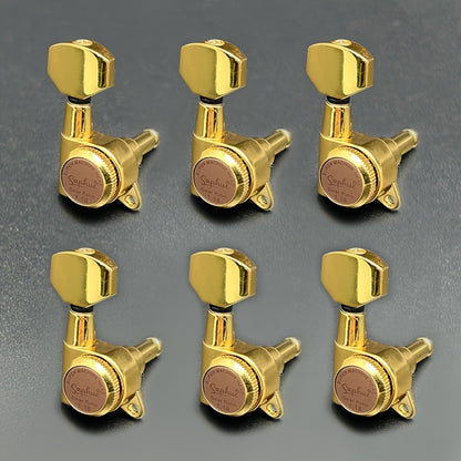 6pcs SAPHUE Guitar Locking Tuners 1: 18 Lock String Tuning Key Pegs Machine Head with Hexagonal Handle Replacement for Electric Folk Or Acoustic Guitars Black/Golden/Chrome