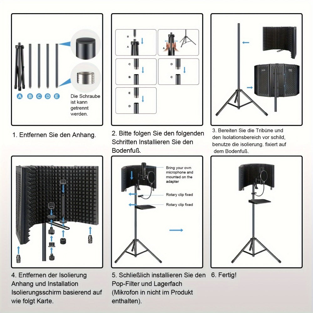 Microphone Isolation Shield, Condenser for Reducing Nearby Room Reflections Around A