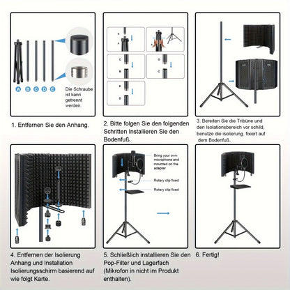 Microphone Isolation Shield, Condenser for Reducing Nearby Room Reflections Around A