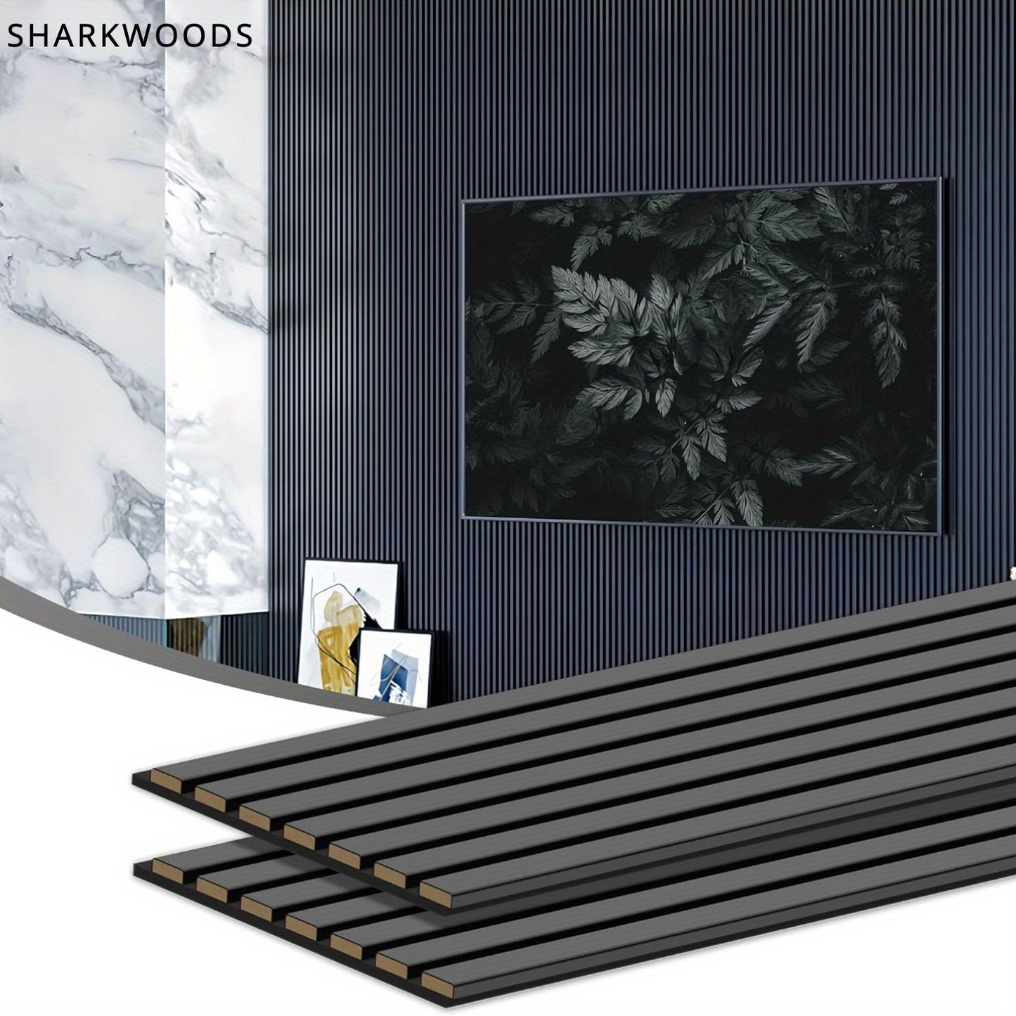 [Wall Panels Decor] SUPEASY 2Pack 92.52" X 11" Wall Panels for Interior Wall Decor, Wood Panels for Wall And Ceiling, 3D Wood Slat Wall Panel/Fluted Sound Absorbing Panel