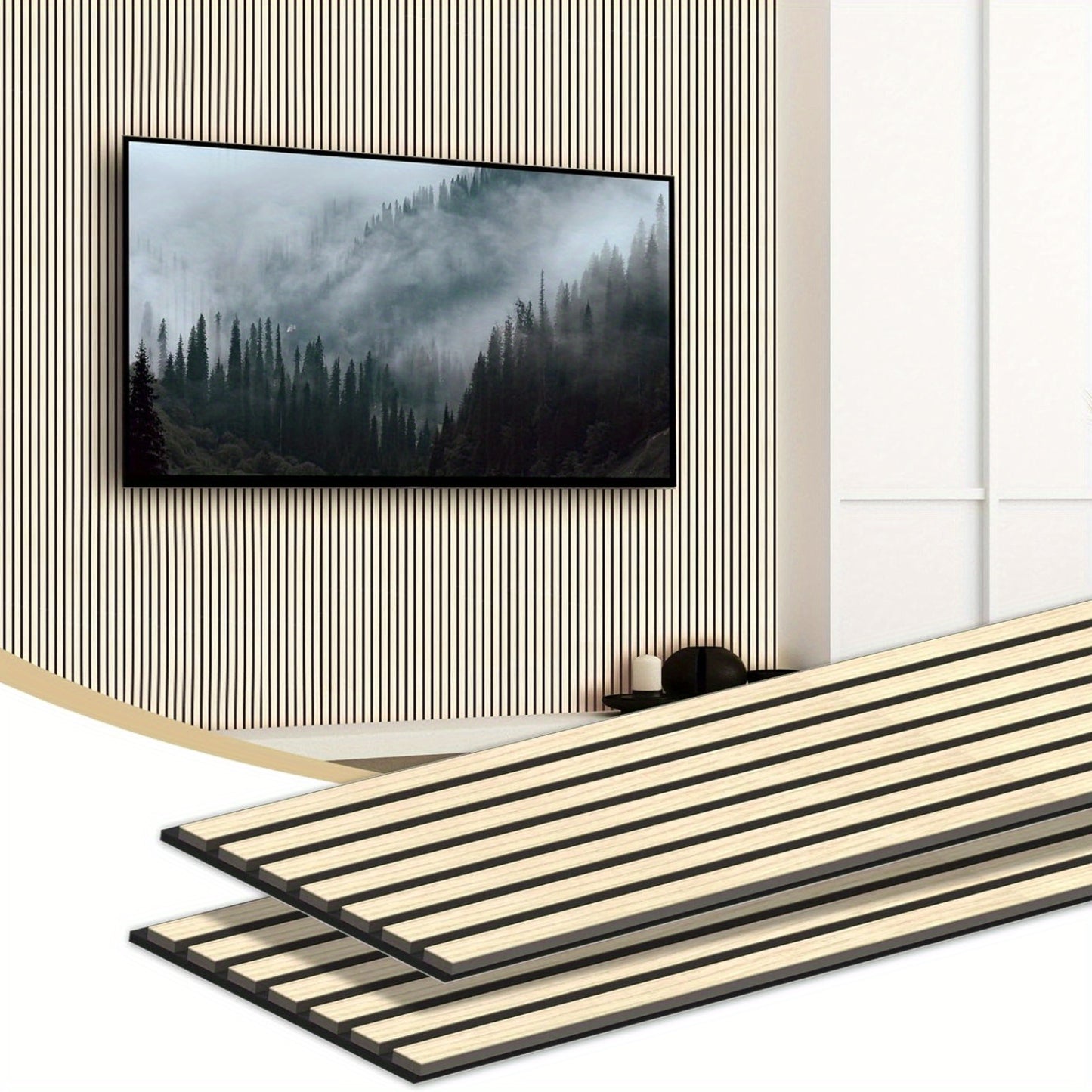 [Wall Panels Decor] SUPEASY 2Pack 92.52" X 11" Wall Panels for Interior Wall Decor, Wood Panels for Wall And Ceiling, 3D Wood Slat Wall Panel/Fluted Sound Absorbing Panel