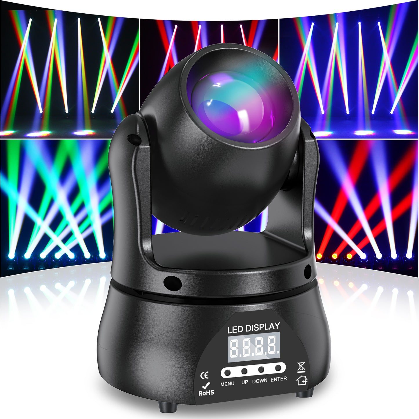 40W LED Moving Head Stage Lighting, Disco Light Beam RGBW Light Effects DJ Party Light with DMX512 for Wedding Halloween Party Disco KTV