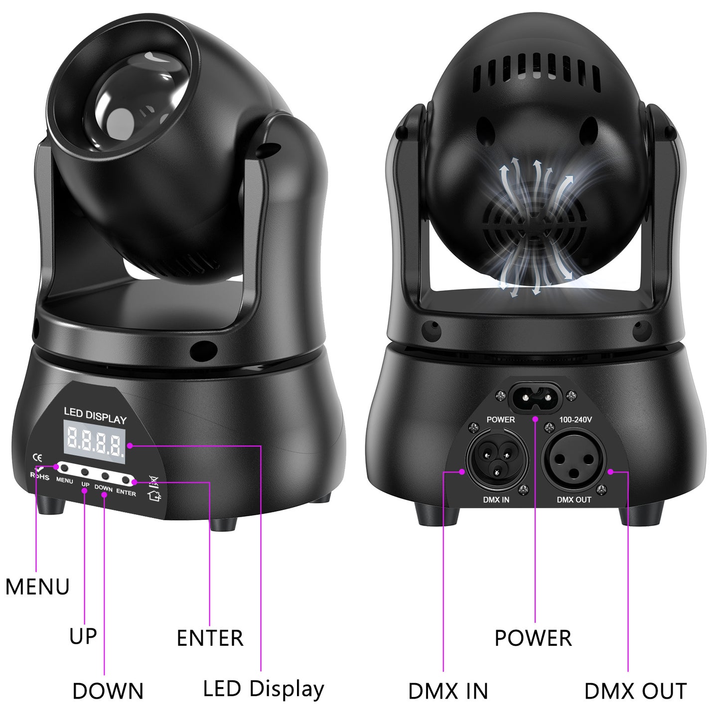 40W LED Moving Head Stage Lighting, Disco Light Beam RGBW Light Effects DJ Party Light with DMX512 for Wedding Halloween Party Disco KTV
