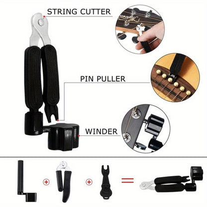 60pcs Acoustic Guitar Accessories Kit Including Guitar Strings, Tuner, Capo, 3-in-1 Restring Tool, Pick Holder, Bridge Pins, Nuts & Saddles, Finger Protector, Finger Picks, Fretboard Stickers
