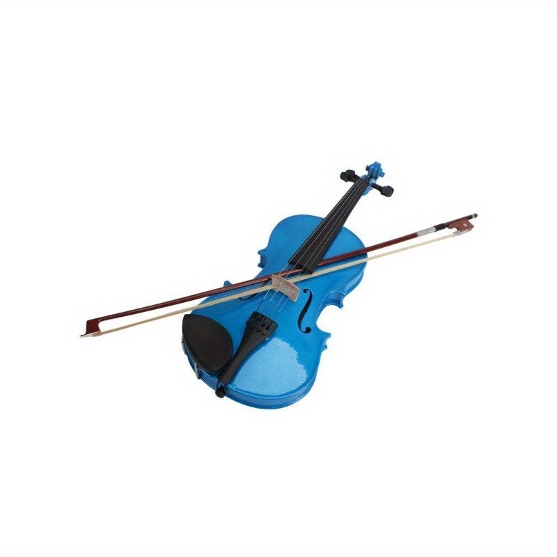 4/4 Full Size Basswood Violin for Beginners with Case, Bow, Rosin - Solid Construction Student Starter for Adults (Blue/Pink/Green/White)