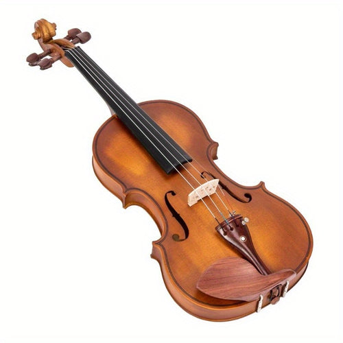 GV103 4/4 Matte Natural Spruce Panel Violin Set - Includes Case, Bow, Rosin & More, Ideal for Enthusiasts