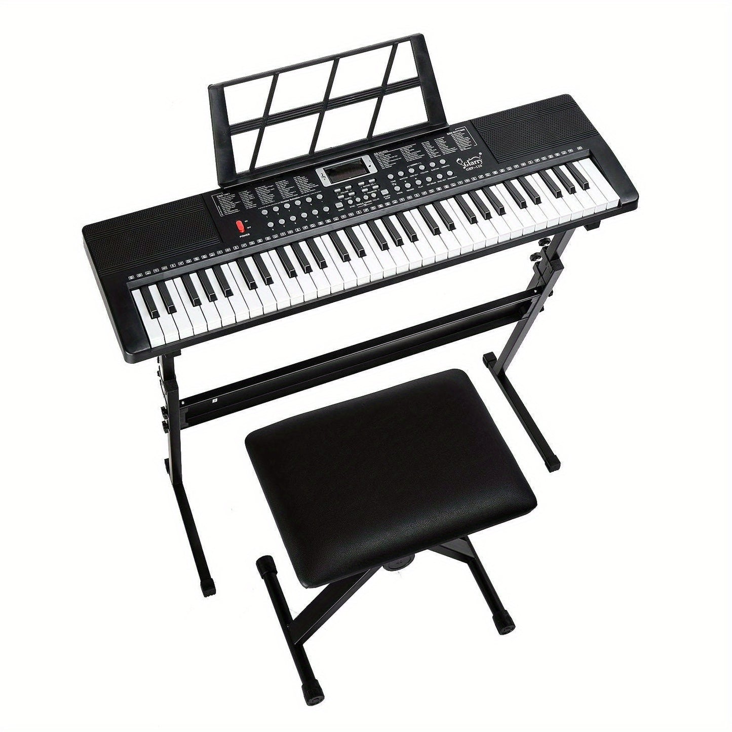 GEP-110 61-Key Keyboard Starter Kit - with Piano Stand, Bench, Built-in Speakers- 3 Teaching Modes for Beginners