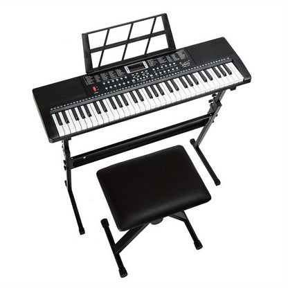GEP-110 61-Key Keyboard Starter Kit - with Piano Stand, Bench, Built-in Speakers- 3 Teaching Modes for Beginners