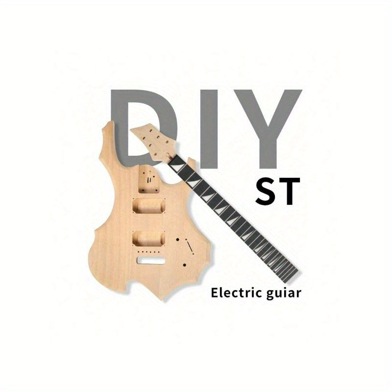 DIY Mahogany Body Electric Guitar, Including Body + Neck + Pickup + Hardware, Handmade Assembly Kit, Christmas Gift, Adult Practice for Beginners