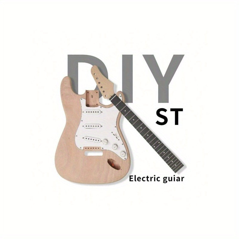 DIY Mahogany Body Electric Guitar, Including Body + Neck + Pickup + Hardware, Handmade Assembly Kit, Christmas Gift, Adult Practice for Beginners