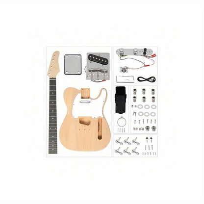 DIY Mahogany Body Electric Guitar, Including Body + Neck + Pickup + Hardware, Handmade Assembly Kit, Christmas Gift, Adult Practice for Beginners