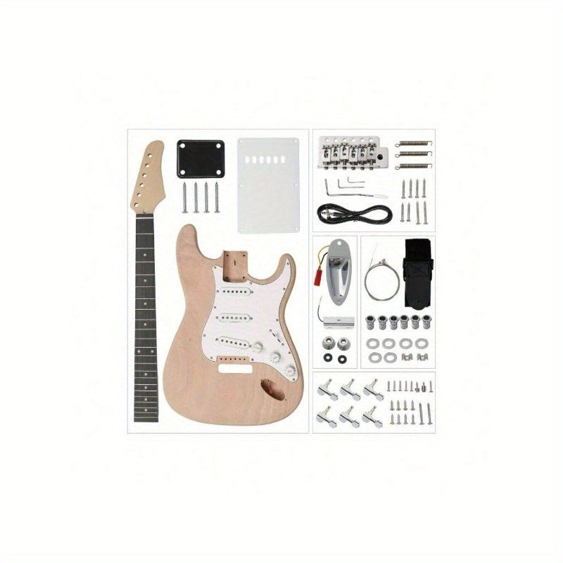 DIY Mahogany Body Electric Guitar, Including Body + Neck + Pickup + Hardware, Handmade Assembly Kit, Christmas Gift, Adult Practice for Beginners