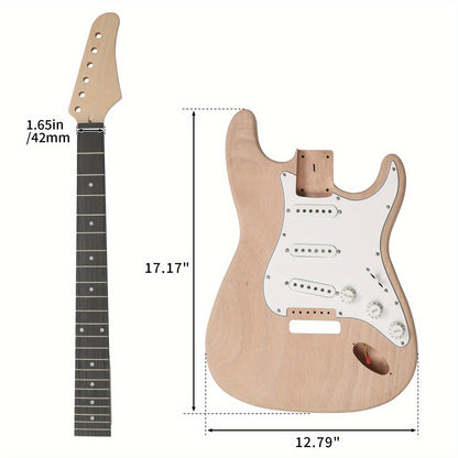 DIY Mahogany Body Electric Guitar, Including Body + Neck + Pickup + Hardware, Handmade Assembly Kit, Christmas Gift, Adult Practice for Beginners