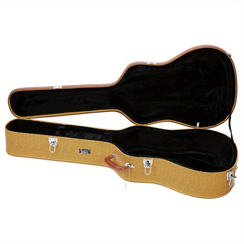 41" Folk Guitar Hardshell Carrying Case Fits Most Acoustic Guitars Microgroove Flat Yellow PVC