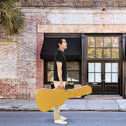 41" Folk Guitar Hardshell Carrying Case Fits Most Acoustic Guitars Microgroove Flat Yellow PVC