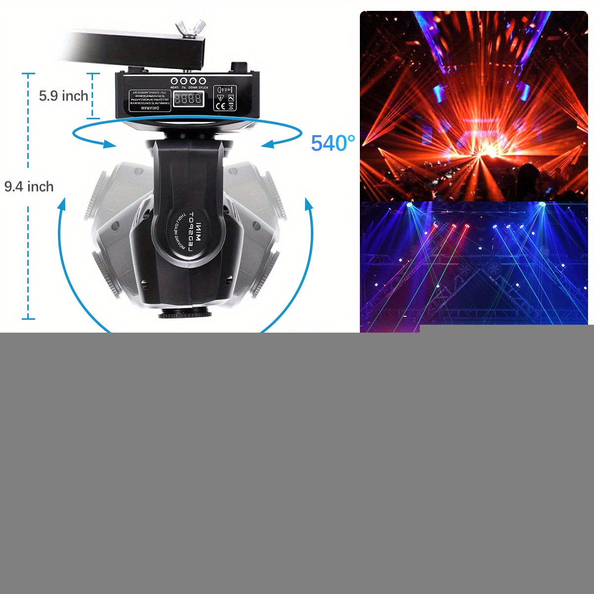 Moving Head LED DJ Party Light RGBW 8 Pattern Shake Disco Light with Remote and Control Sound Activated Spotlight for Church Wedding Live Show Moving Head Lights
