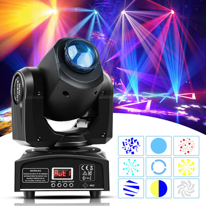 Moving Head LED DJ Party Light RGBW 8 Pattern Shake Disco Light with Remote and Control Sound Activated Spotlight for Church Wedding Live Show Moving Head Lights