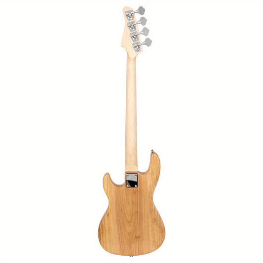 Fretless Electric Bass Guitar Full Size 4 String for Experienced Bass Players Cord Wrench Tool Burlywood