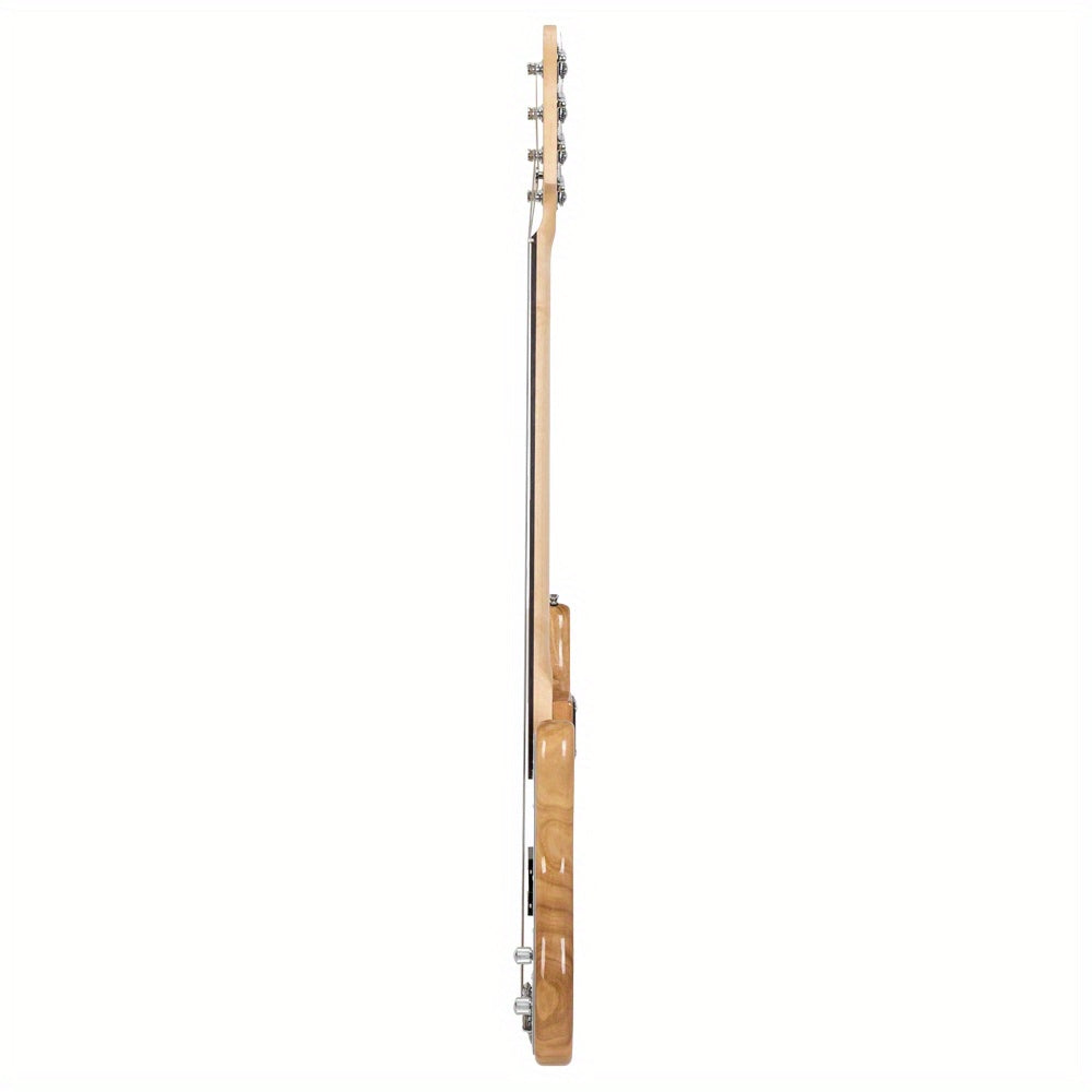 Fretless Electric Bass Guitar Full Size 4 String for Experienced Bass Players Cord Wrench Tool Burlywood