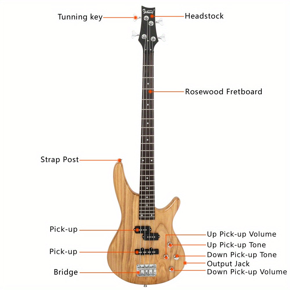 GIB Electric Bass Guitar Full Size 4 String Burlywood