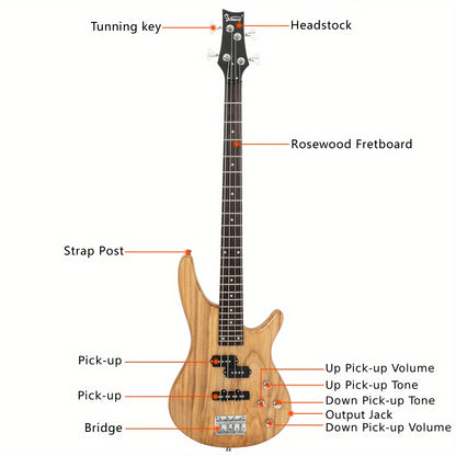 GIB Electric Bass Guitar Full Size 4 String Burlywood