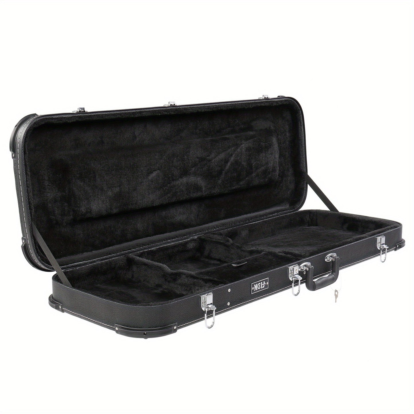 Electric Guitar Square Hard Case with Protective Sleeve Fits ST TL Burning fire 170 Style Electric Guitar Blac