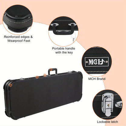 Electric Guitar Square Hard Case with Protective Sleeve Fits ST TL Burning fire 170 Style Electric Guitar Blac