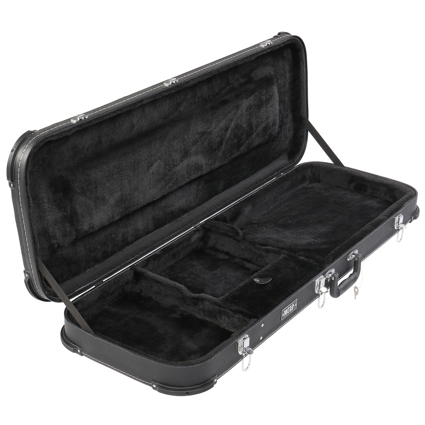 Electric Guitar Square Hard Case with Protective Sleeve Fits ST TL Burning fire 170 Style Electric Guitar Blac