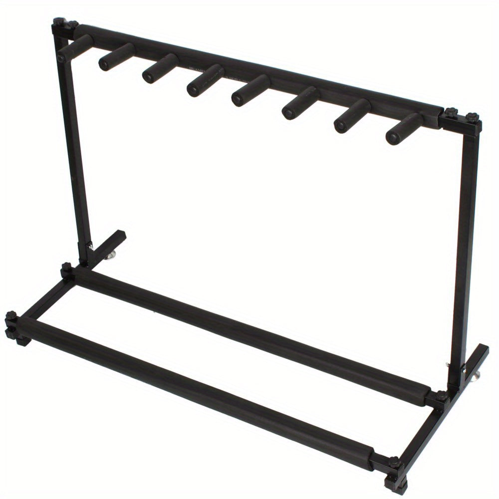 Heavy-Duty Rack Style Guitar & Bass Stand - Sturdy Construction with Multiple Horizontal Bars, Space-Saving Vertical Design, Non-Slip Base - Compatible with Electric, Acoustic, Bass Guitars - Ideal for Home Studios, Music Stores
