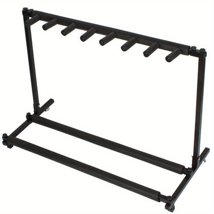 Heavy-Duty Rack Style Guitar & Bass Stand - Sturdy Construction with Multiple Horizontal Bars, Space-Saving Vertical Design, Non-Slip Base - Compatible with Electric, Acoustic, Bass Guitars - Ideal for Home Studios, Music Stores