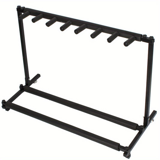 Heavy-Duty Rack Style Guitar & Bass Stand - Sturdy Construction with Multiple Horizontal Bars, Space-Saving Vertical Design, Non-Slip Base - Compatible with Electric, Acoustic, Bass Guitars - Ideal for Home Studios, Music Stores