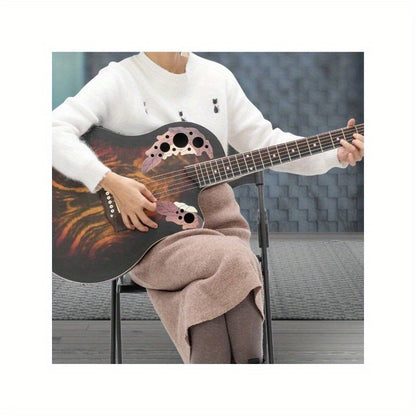 MOTOOS 41 Inch Full-Size Cutaway Acoustic-Electric Guitar Grape Voice Hole Spruce Top Round Back Sunset Color