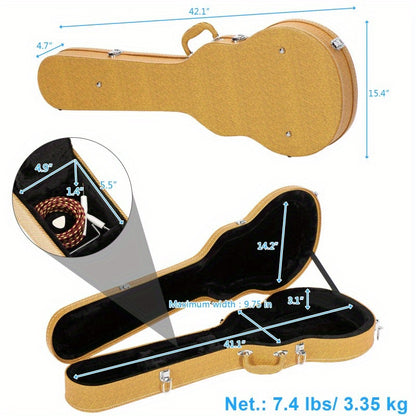 Yellow Hard - Shell Electric Guitar Case for GLP Style Guitars - Bulge Surface, Durable & Sturdy with Accessories Compartment