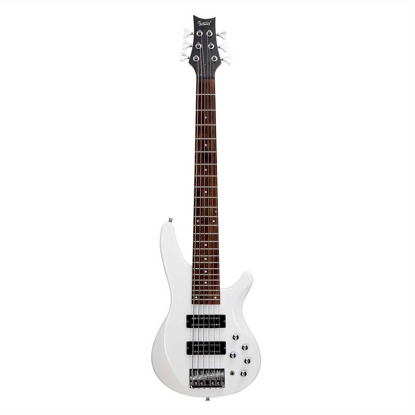 White Electric Bass Guitar with 44 Inch GIB, 6 Strings, H-H Pickups, Laurel Wood Fingerboard, And Included Bag And Additions