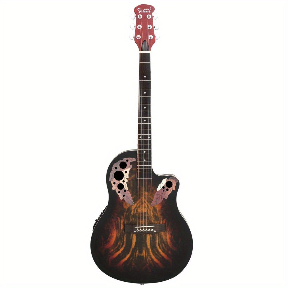 41 Inch Full-Size Cutaway Acoustic-Electric Guitar Grape Voice Hole Spruce Top Round Back Sunset Color