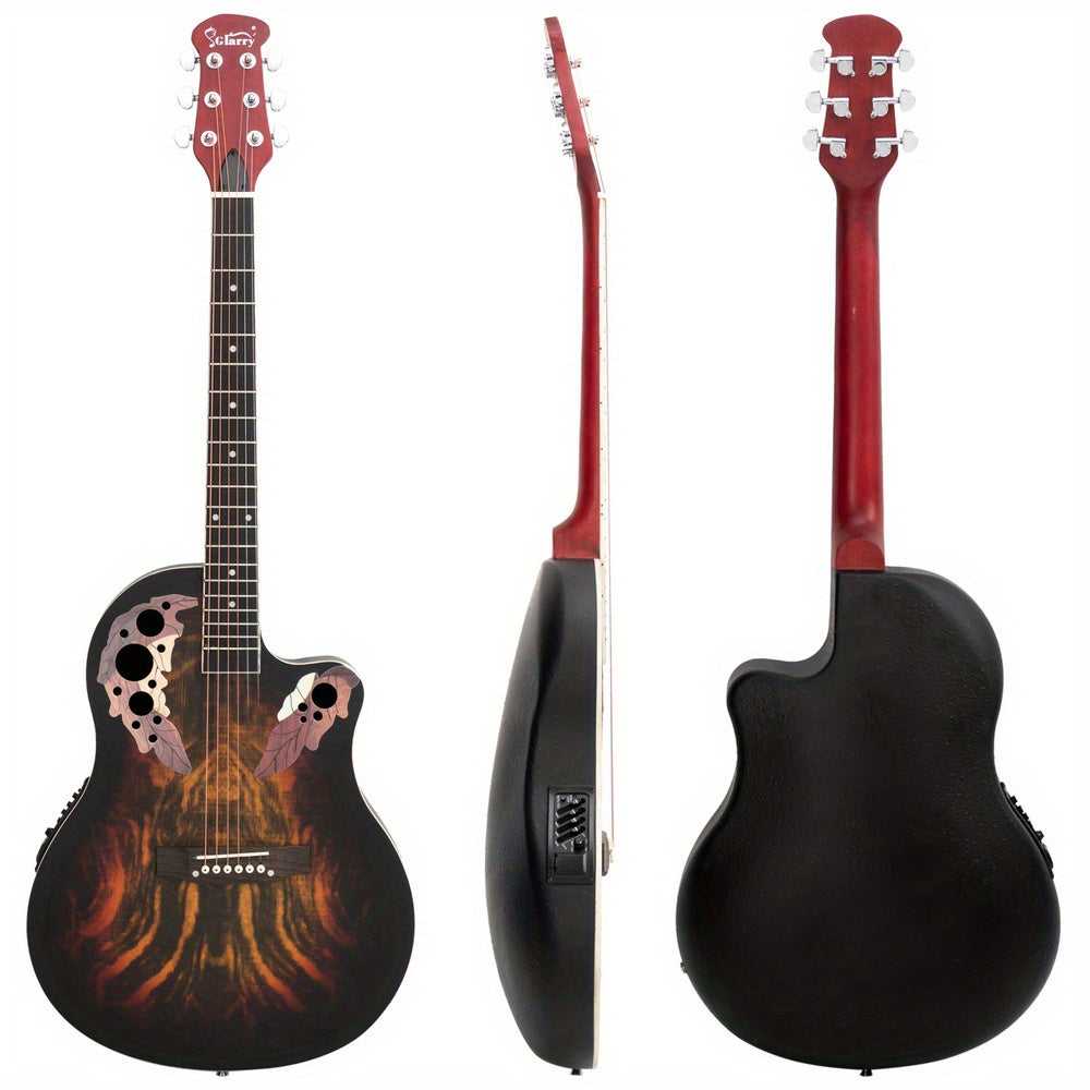 41 Inch Full-Size Cutaway Acoustic-Electric Guitar Grape Voice Hole Spruce Top Round Back Sunset Color