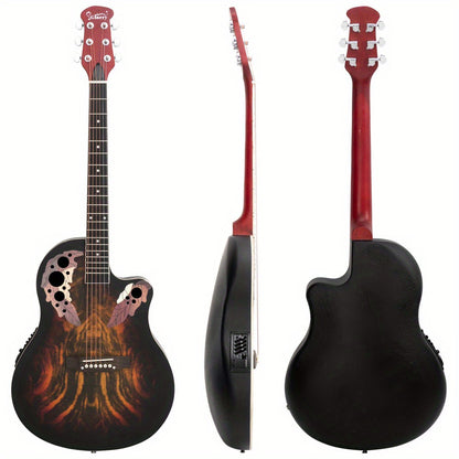 41 Inch Full-Size Cutaway Acoustic-Electric Guitar Grape Voice Hole Spruce Top Round Back Sunset Color