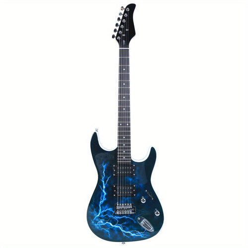 Lightning Style Electric Guitar with Power Cord/Strap/Bag/Plectrums Black And White