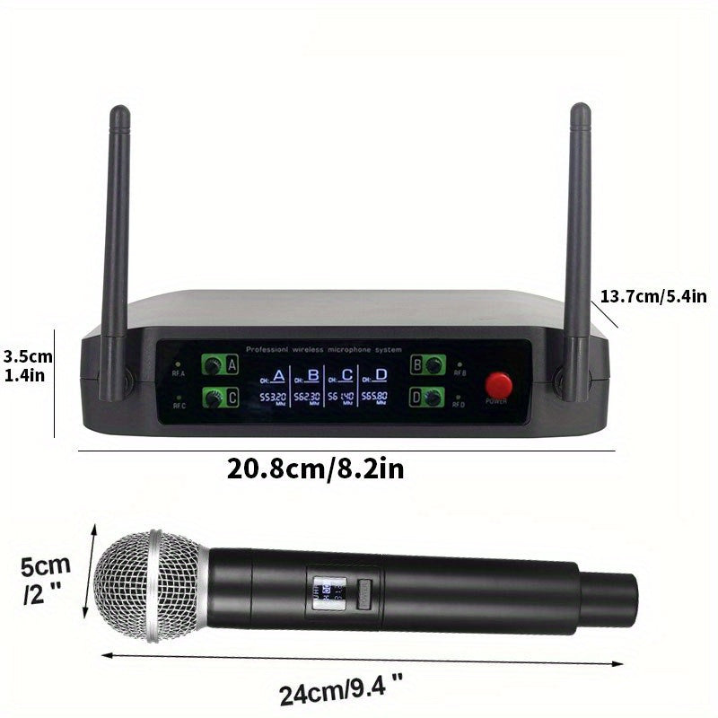 The Four-channel Handheld Lavalier Wireless Microphone System Boasts Professional Sound Quality And Is Ideal For Various Event Settings, Including Parties, Weddings, Churches, And Stages, Enhancing Your Performance With Ultra-high Frequency Effects